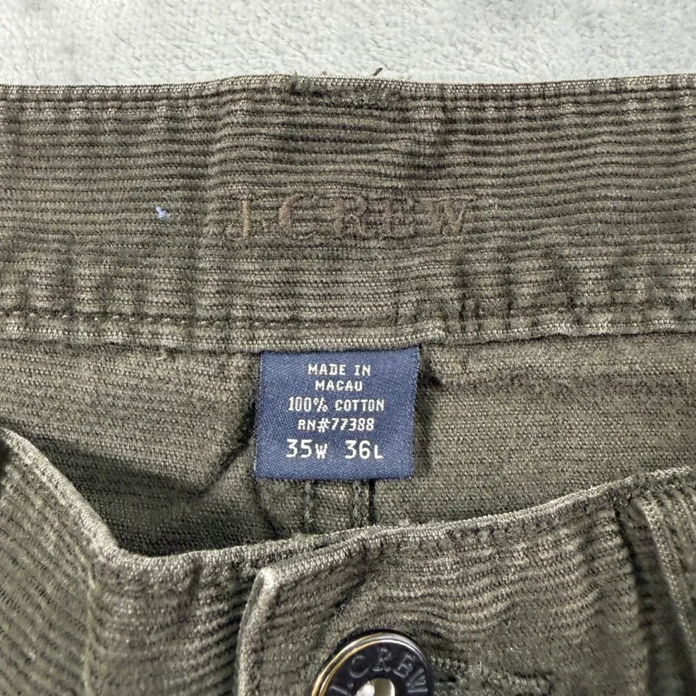 J.Crew Vintage Cord Straight Jeans Men's Size 35x36 Olive Brown Corduroy